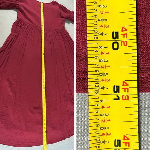 April Cornell Dress M Burgundy Cotton Maxi Floral Cottagecore Prairie Boho Y2K - Picture 6 of 9